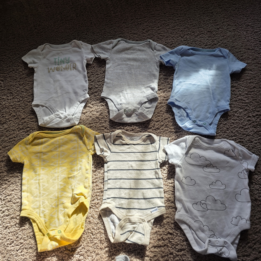 Cloud Island Baby Bodysuits - White, Yellow, Blue, Gray